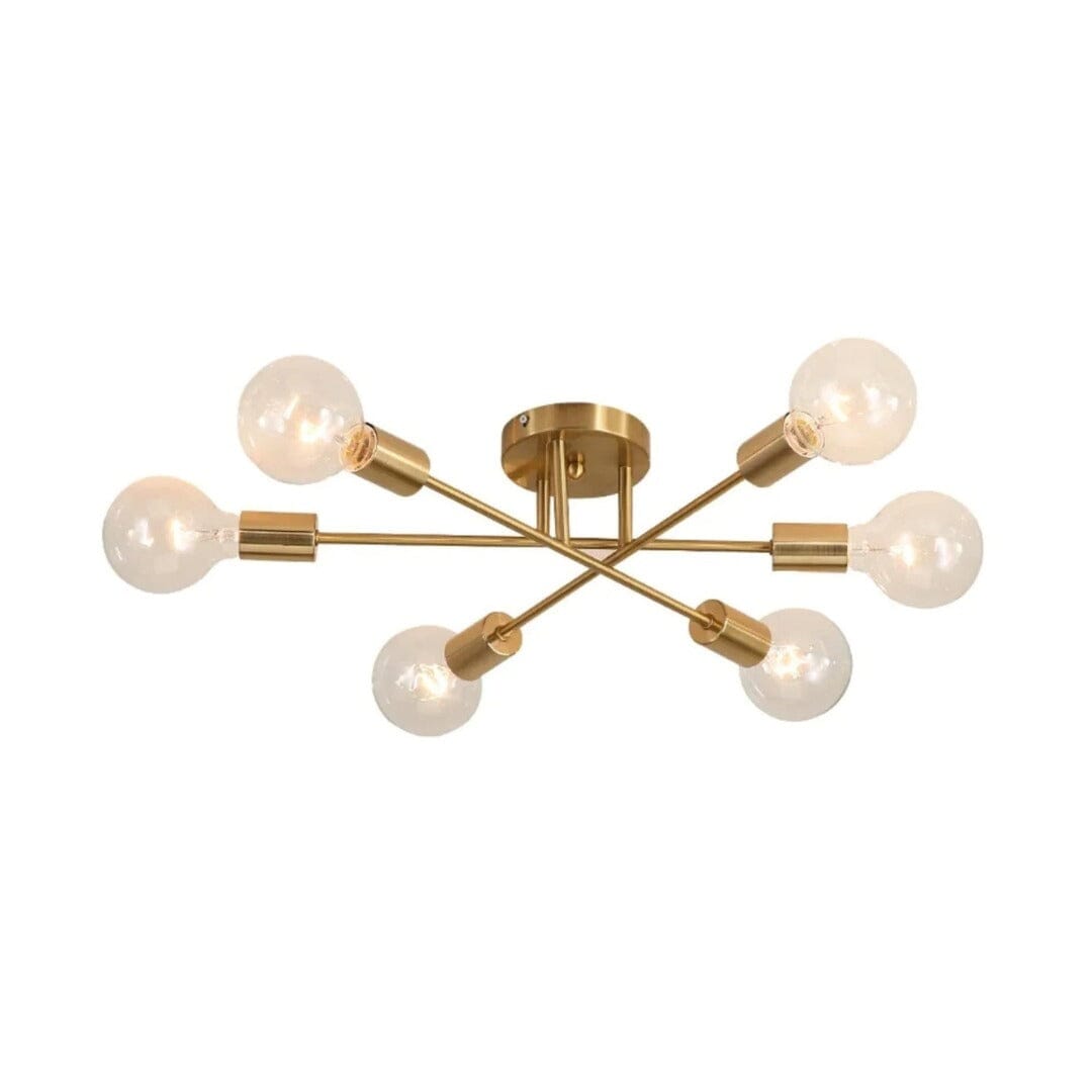 Lustre de Sala Jantar Industrial Dourado (06 lâmpadas)